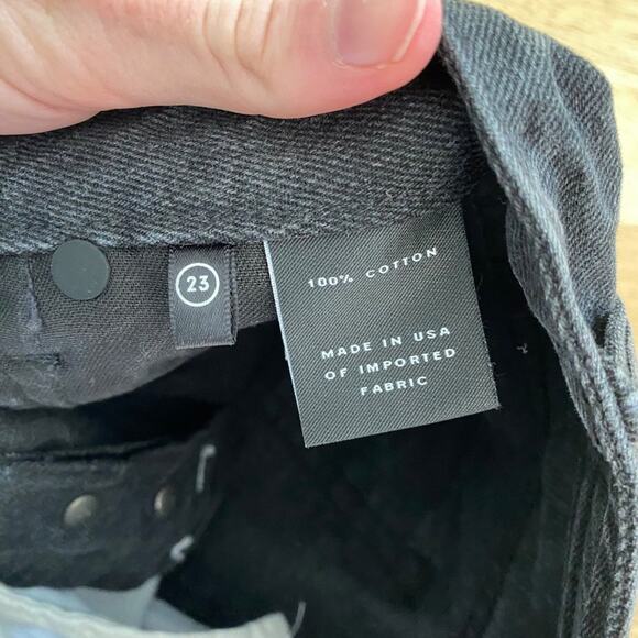 GRLFRND Helena High Rise Cut Off  Shorts in Black & White - Picture 4 of 5